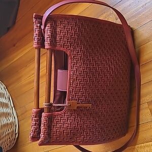 Fossil Red Woven Crossbody Bag